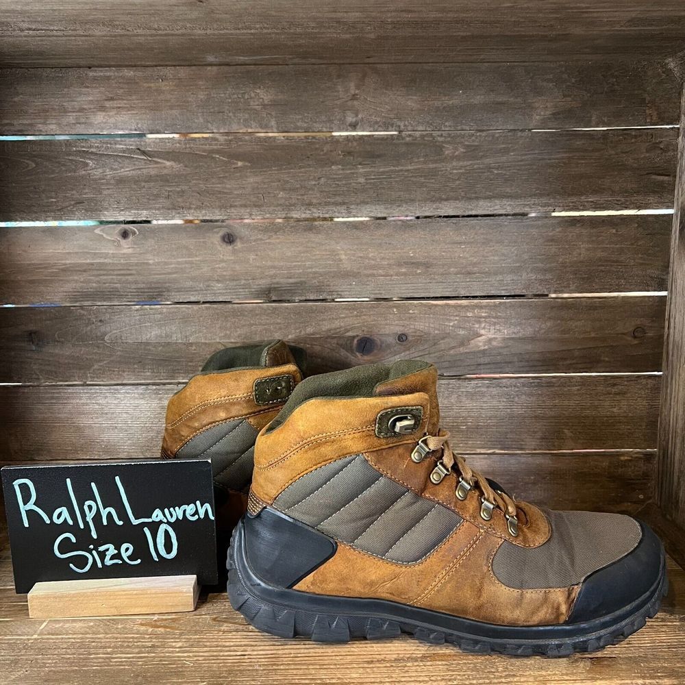 Mens Polo Ralph Lauren Herrick Brown Suede Mid Outdoor Hiking Boots Size 10‎ D